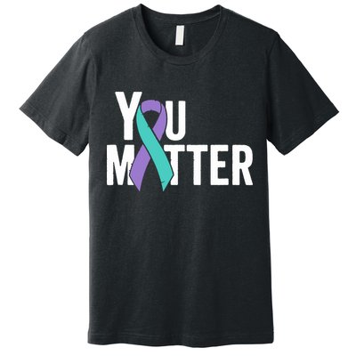 You Matter Suicide Prevention Teal Purple Awareness Ribbon Premium T-Shirt