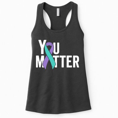 You Matter Suicide Prevention Teal Purple Awareness Ribbon Womens Tank Top
