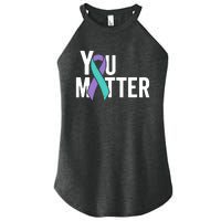 You Matter Suicide Prevention Teal Purple Awareness Ribbon Women's Perfect Tri Rocker Tank