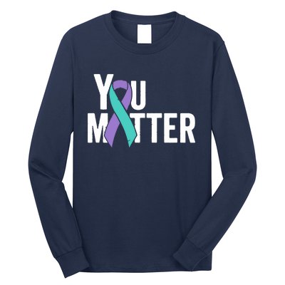 You Matter Suicide Prevention Teal Purple Awareness Ribbon Long Sleeve Shirt