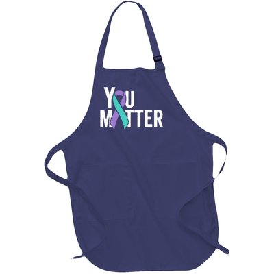 You Matter Suicide Prevention Teal Purple Awareness Ribbon Full-Length Apron With Pockets