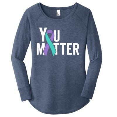 You Matter Suicide Prevention Teal Purple Awareness Ribbon Women's Perfect Tri Tunic Long Sleeve Shirt