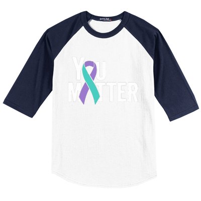 You Matter Suicide Prevention Teal Purple Awareness Ribbon Baseball Sleeve Shirt