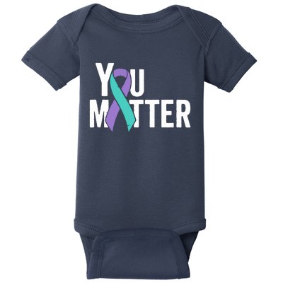 You Matter Suicide Prevention Teal Purple Awareness Ribbon Baby Bodysuit