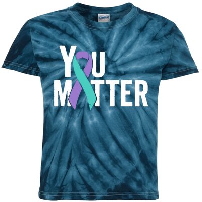 You Matter Suicide Prevention Teal Purple Awareness Ribbon Kids Tie-Dye T-Shirt