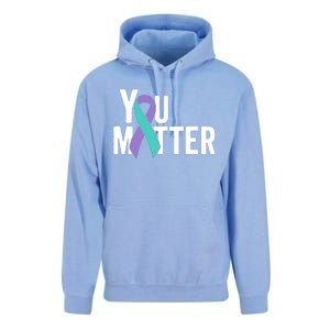 You Matter Suicide Prevention Teal Purple Awareness Ribbon Unisex Surf Hoodie