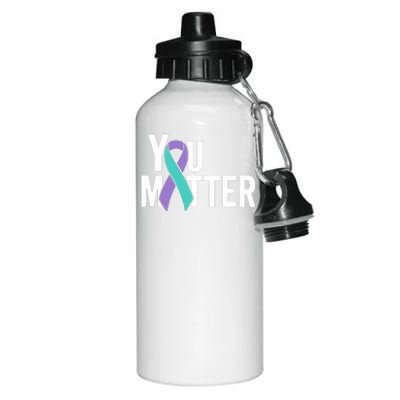 You Matter Suicide Prevention Teal Purple Awareness Ribbon Aluminum Water Bottle