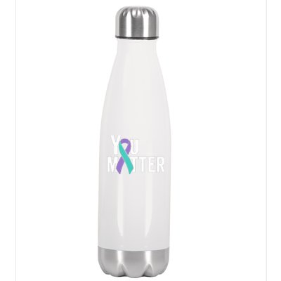 You Matter Suicide Prevention Teal Purple Awareness Ribbon Stainless Steel Insulated Water Bottle