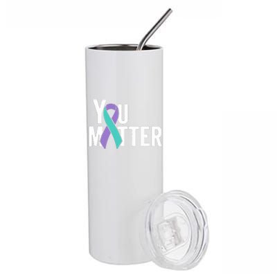 You Matter Suicide Prevention Teal Purple Awareness Ribbon Stainless Steel Tumbler