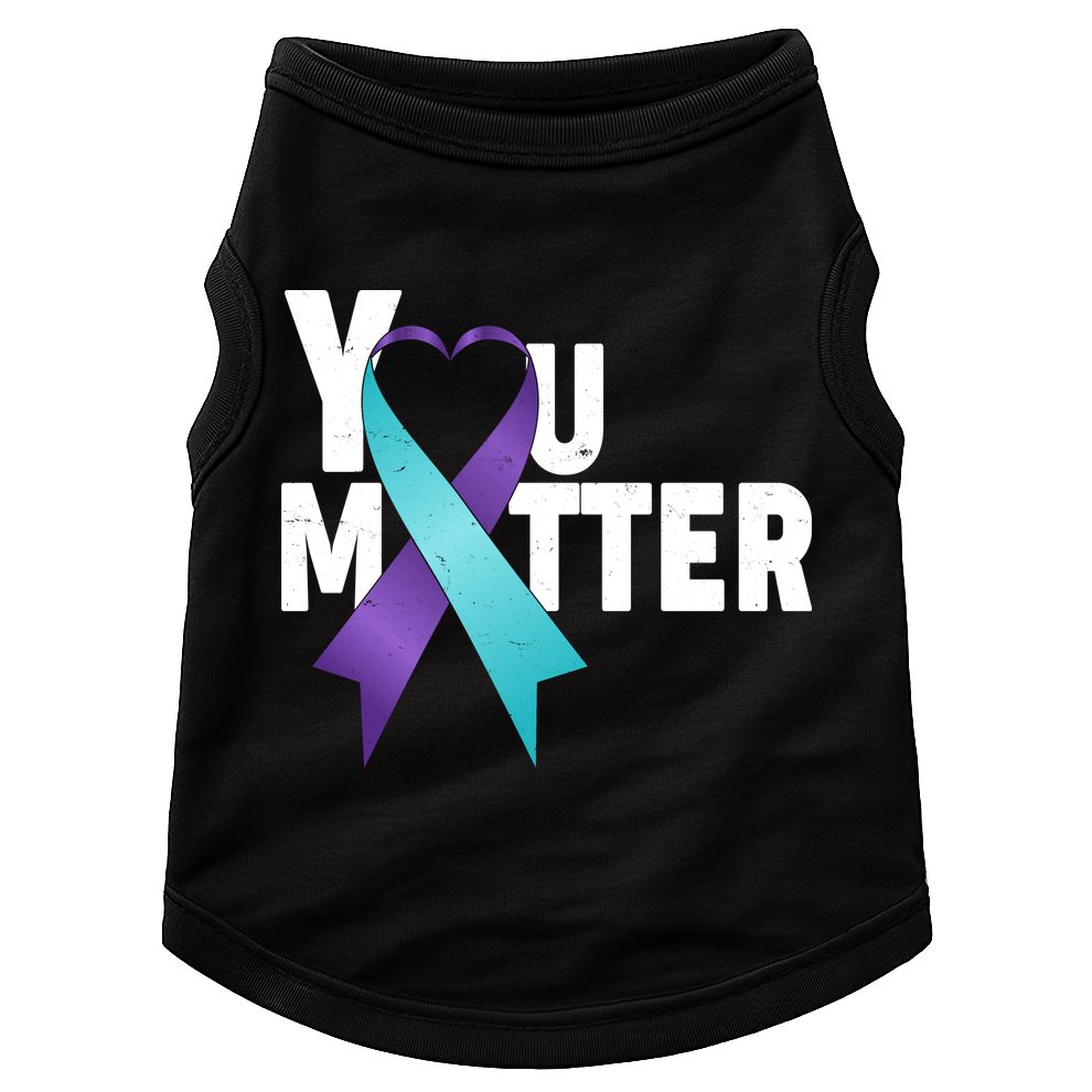 You Matter Suicide Prevention Awareness Teal Purple Heart Ribbon Doggie Tank