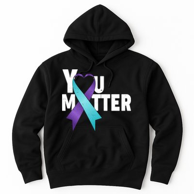 You Matter Suicide Prevention Awareness Teal Purple Heart Ribbon Hoodie