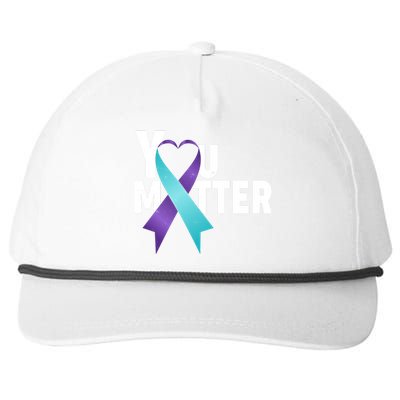 You Matter Suicide Prevention Awareness Teal Purple Heart Ribbon Snapback Five-Panel Rope Hat