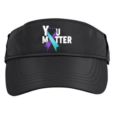 You Matter Suicide Prevention Awareness Teal Purple Heart Ribbon Adult Drive Performance Visor