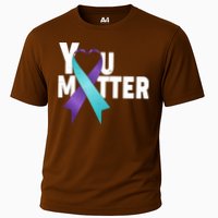 You Matter Suicide Prevention Awareness Teal Purple Heart Ribbon Cooling Performance Crew T-Shirt