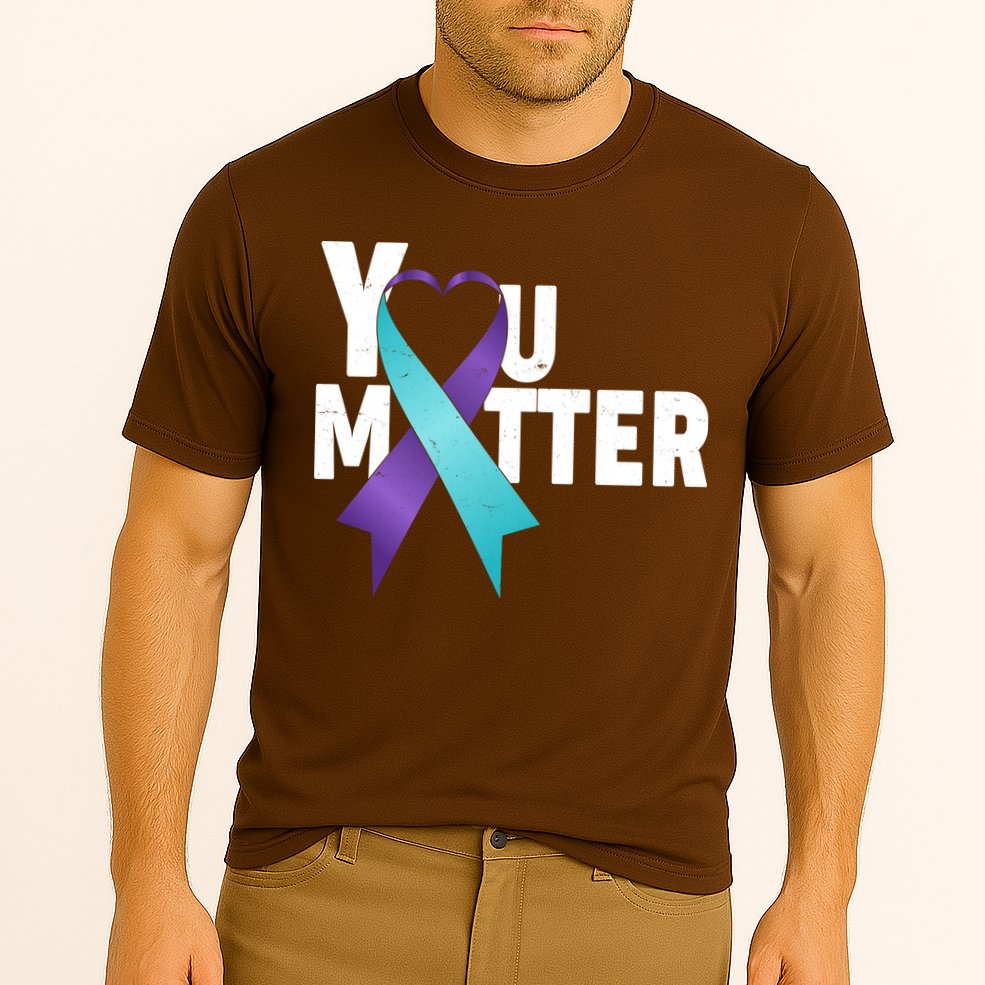 You Matter Suicide Prevention Awareness Teal Purple Heart Ribbon Cooling Performance Crew T-Shirt