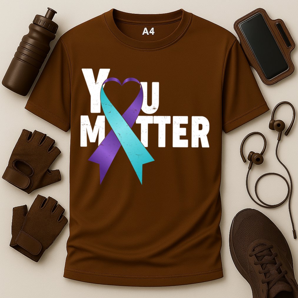 You Matter Suicide Prevention Awareness Teal Purple Heart Ribbon Cooling Performance Crew T-Shirt