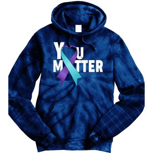 You Matter Suicide Prevention Awareness Teal Purple Heart Ribbon Tie Dye Hoodie