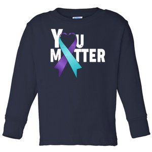 You Matter Suicide Prevention Awareness Teal Purple Heart Ribbon Toddler Long Sleeve Shirt