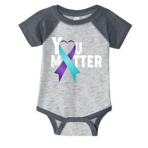 You Matter Suicide Prevention Awareness Teal Purple Heart Ribbon Infant Baby Jersey Bodysuit