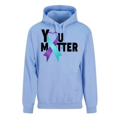 You Matter Suicide Prevention Awareness Teal Purple Heart Ribbon Unisex Surf Hoodie