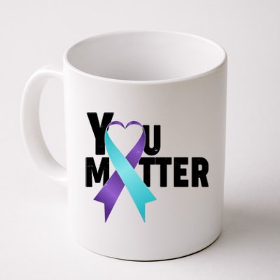 You Matter Suicide Prevention Awareness Teal Purple Heart Ribbon Coffee Mug