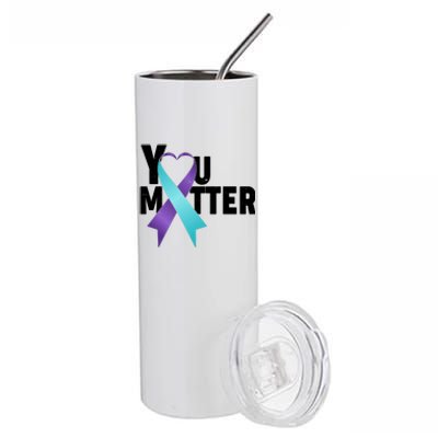 You Matter Suicide Prevention Awareness Teal Purple Heart Ribbon Stainless Steel Tumbler