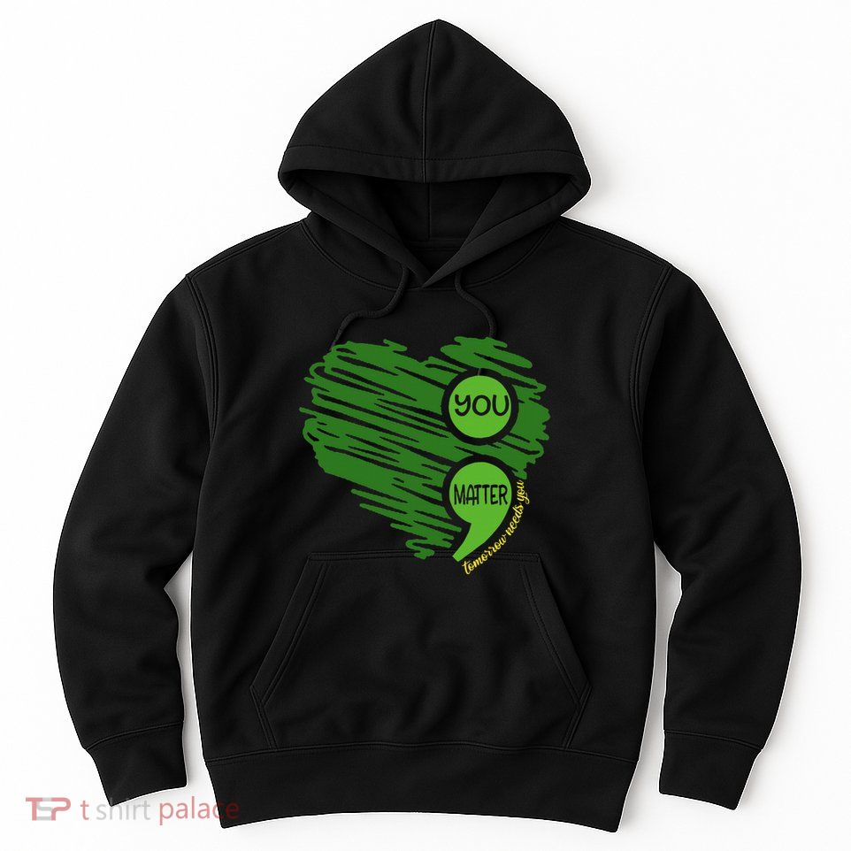 You Matter Semicolon Heart Retro Mental Health Awareness Hoodie