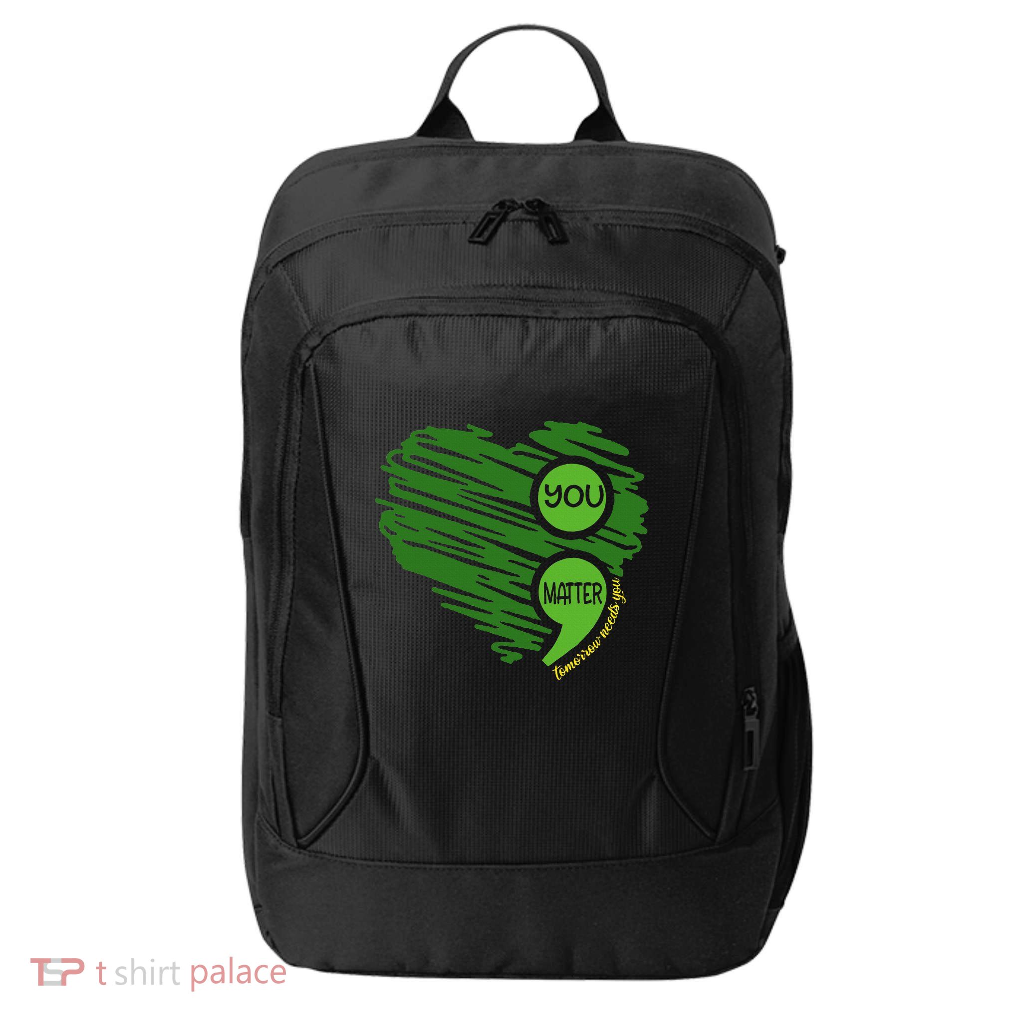 You Matter Semicolon Heart Retro Mental Health Awareness City Backpack