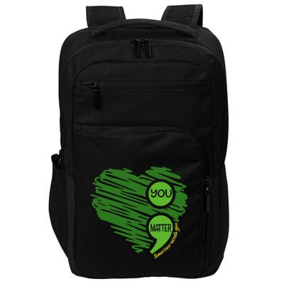 You Matter Semicolon Heart Retro Mental Health Awareness Impact Tech Backpack