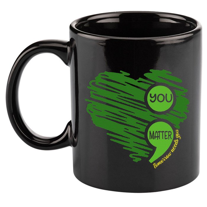 You Matter Semicolon Heart Retro Mental Health Awareness 11oz C Handle Ceramic Mug
