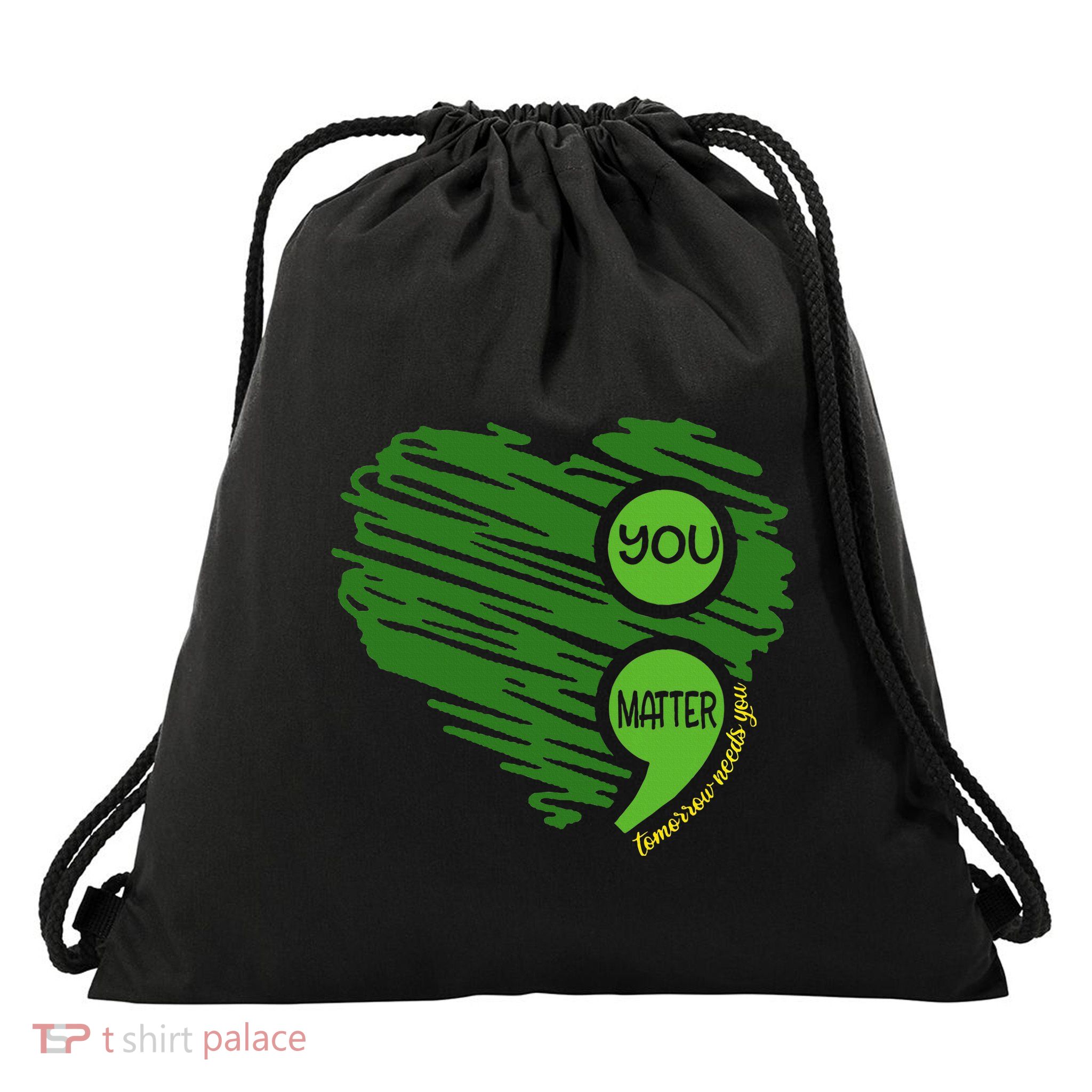 You Matter Semicolon Heart Retro Mental Health Awareness Drawstring Bag