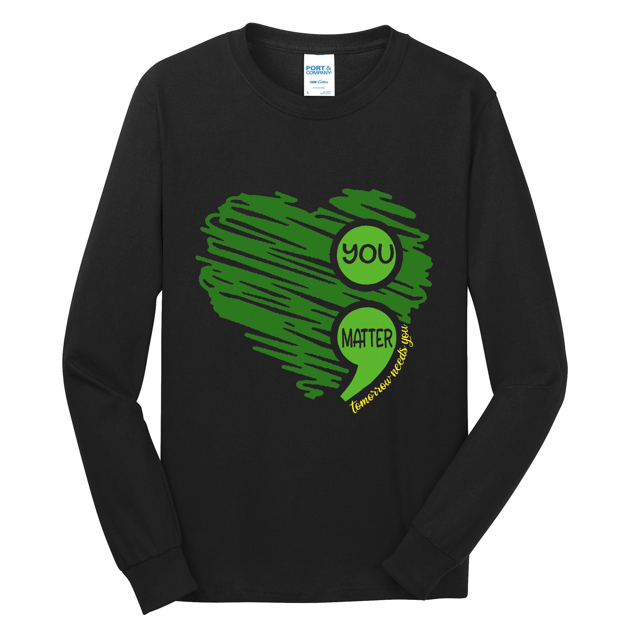 You Matter Semicolon Heart Retro Mental Health Awareness Tall Long Sleeve T-Shirt