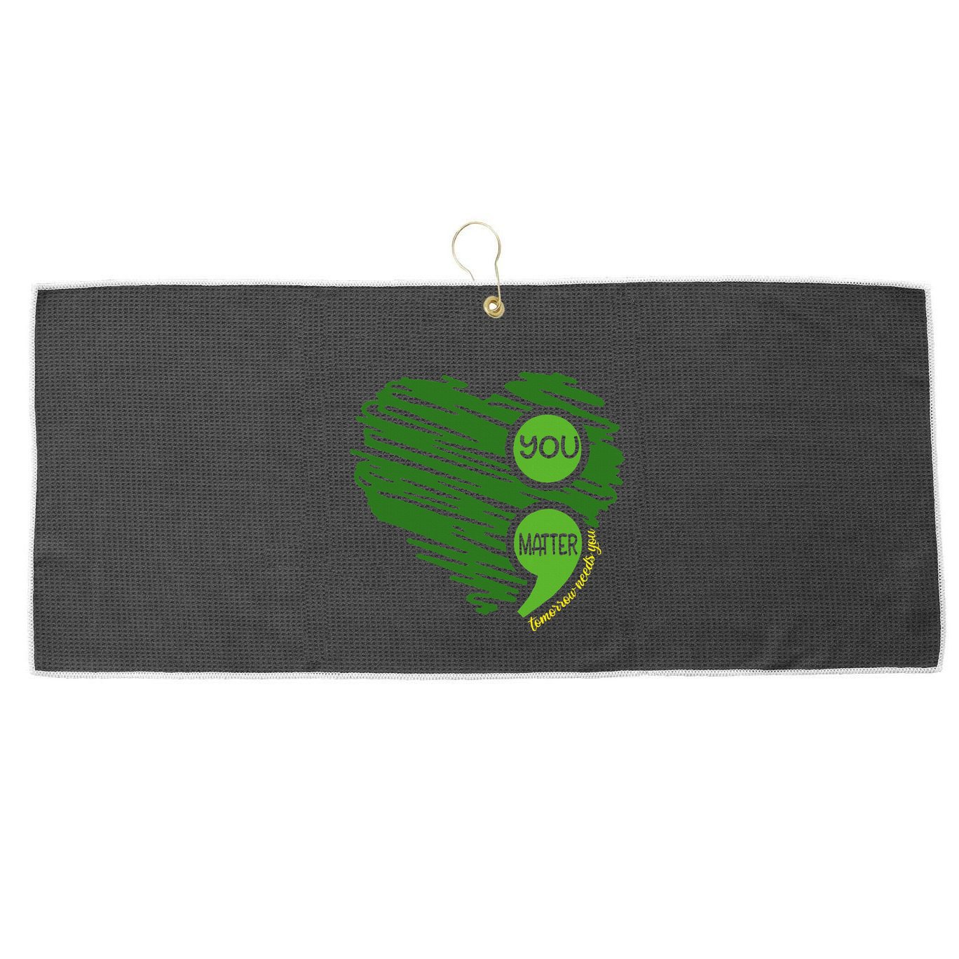 You Matter Semicolon Heart Retro Mental Health Awareness Large Microfiber Waffle Golf Towel