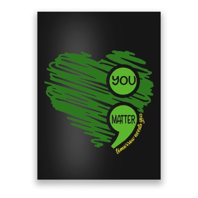 You Matter Semicolon Heart Retro Mental Health Awareness Poster