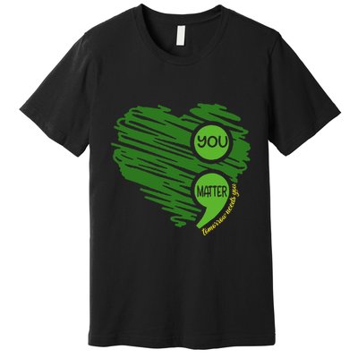 You Matter Semicolon Heart Retro Mental Health Awareness Premium T-Shirt
