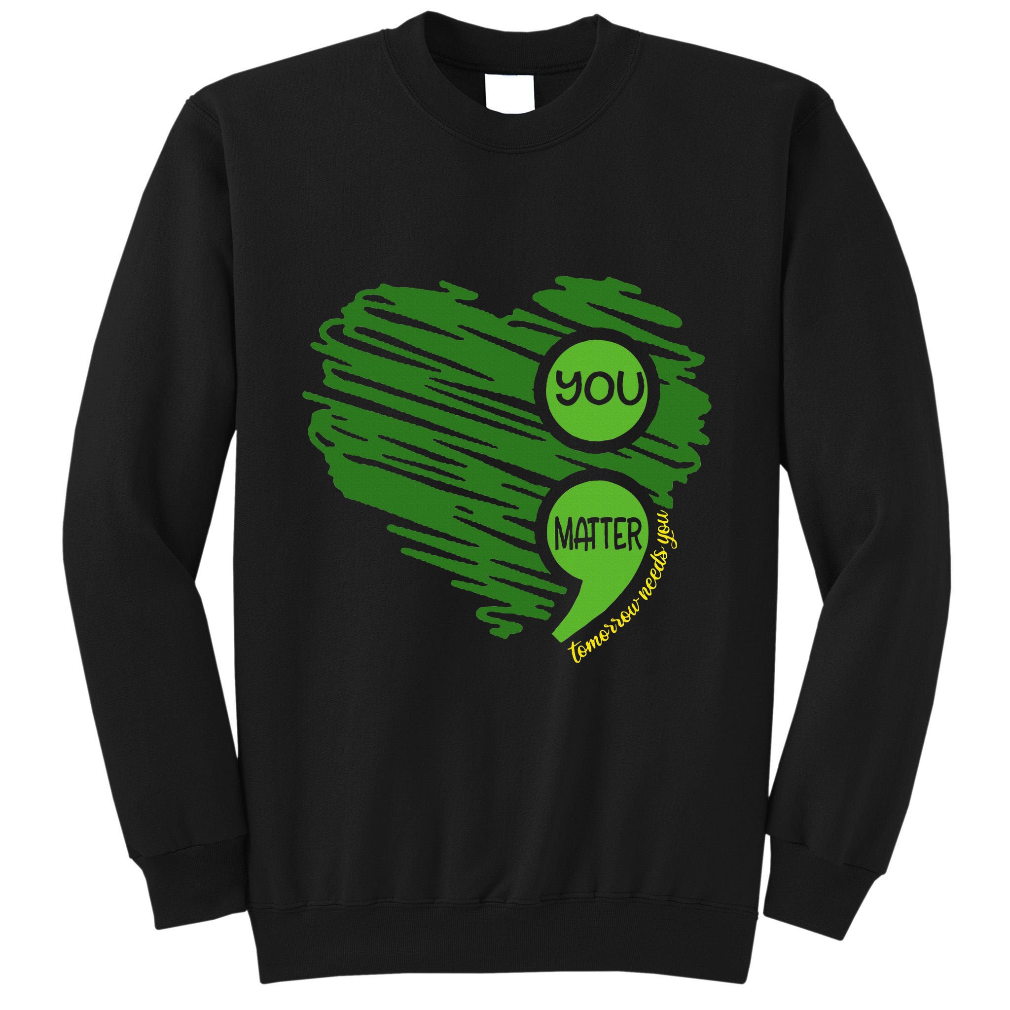 You Matter Semicolon Heart Retro Mental Health Awareness Tall Sweatshirt