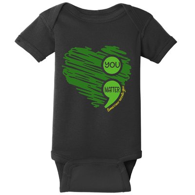 You Matter Semicolon Heart Retro Mental Health Awareness Baby Bodysuit