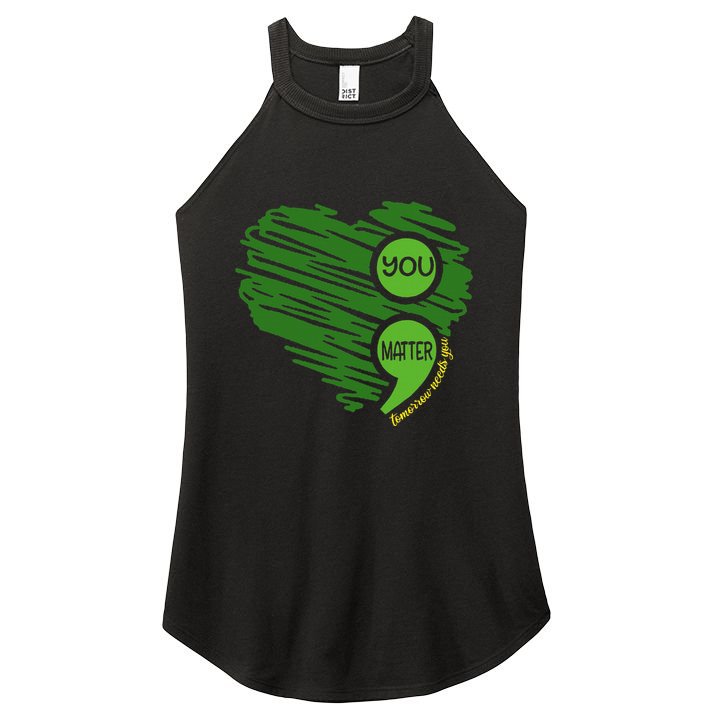 You Matter Semicolon Heart Retro Mental Health Awareness Women's Perfect Tri Rocker Tank