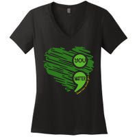 You Matter Semicolon Heart Retro Mental Health Awareness Women's V-Neck T-Shirt