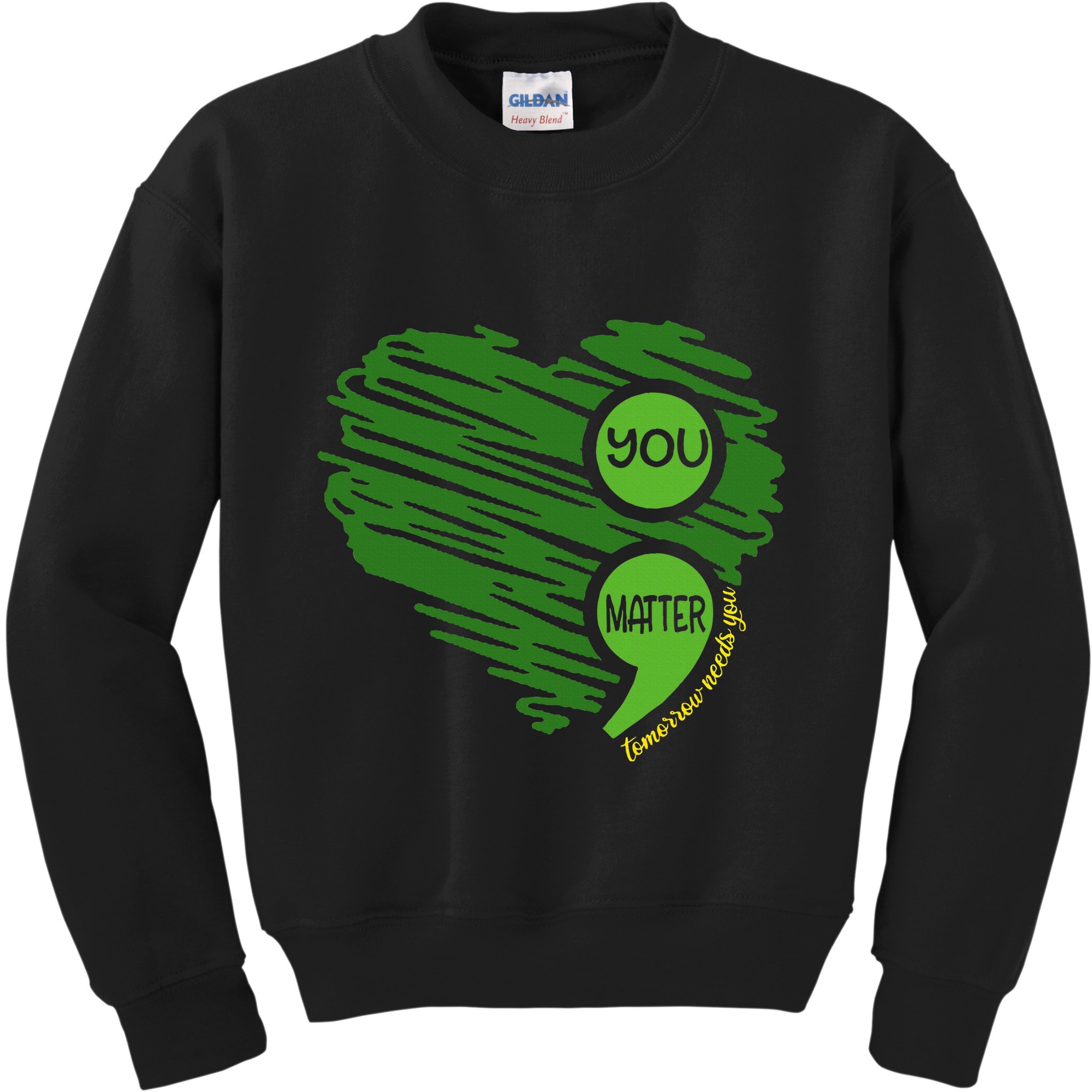 You Matter Semicolon Heart Retro Mental Health Awareness Kids Sweatshirt
