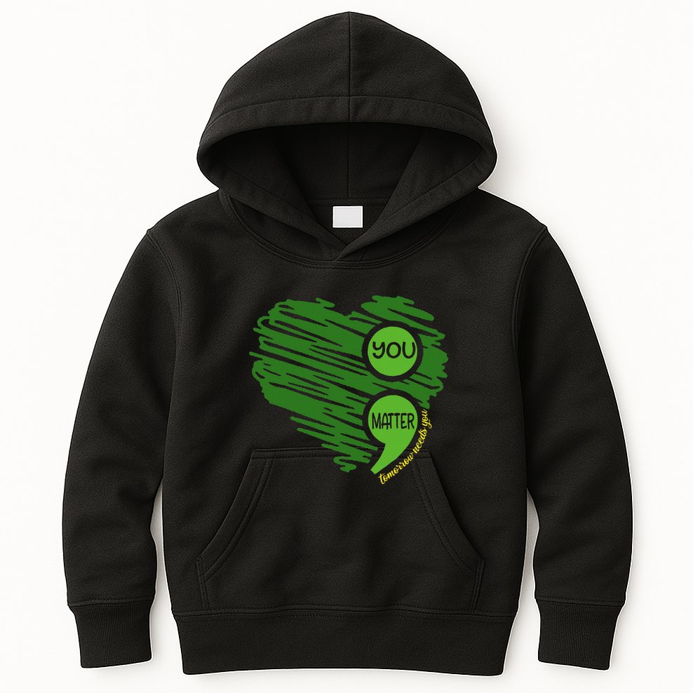 You Matter Semicolon Heart Retro Mental Health Awareness Kids Hoodie