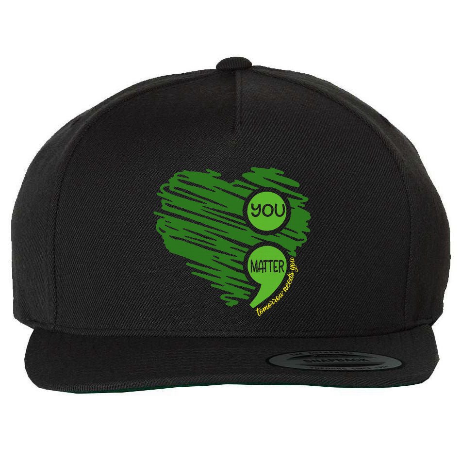 You Matter Semicolon Heart Retro Mental Health Awareness Wool Snapback Cap