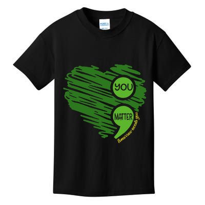 You Matter Semicolon Heart Retro Mental Health Awareness Kids T-Shirt