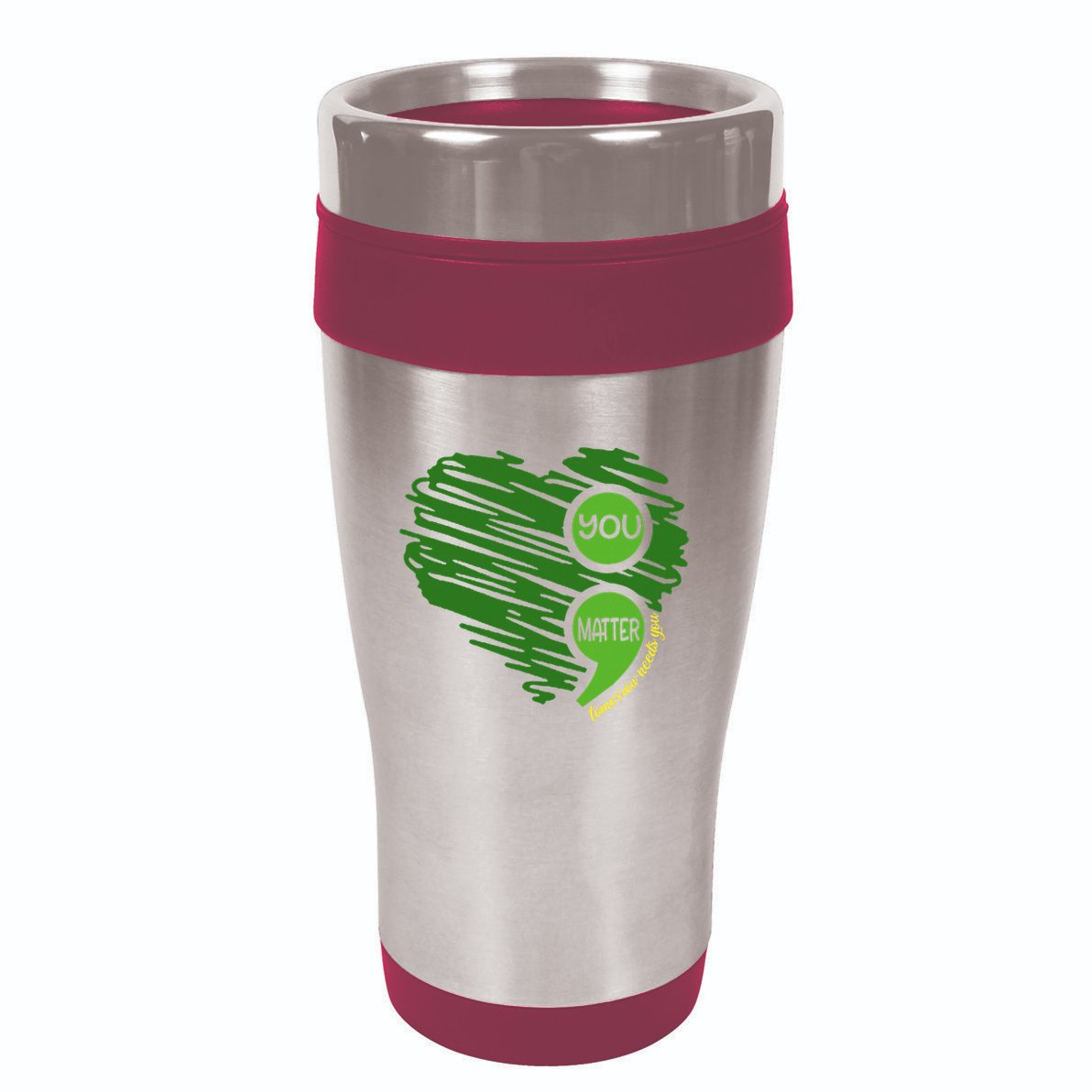 You Matter Semicolon Heart Retro Mental Health Awareness 16oz Travel Tumbler