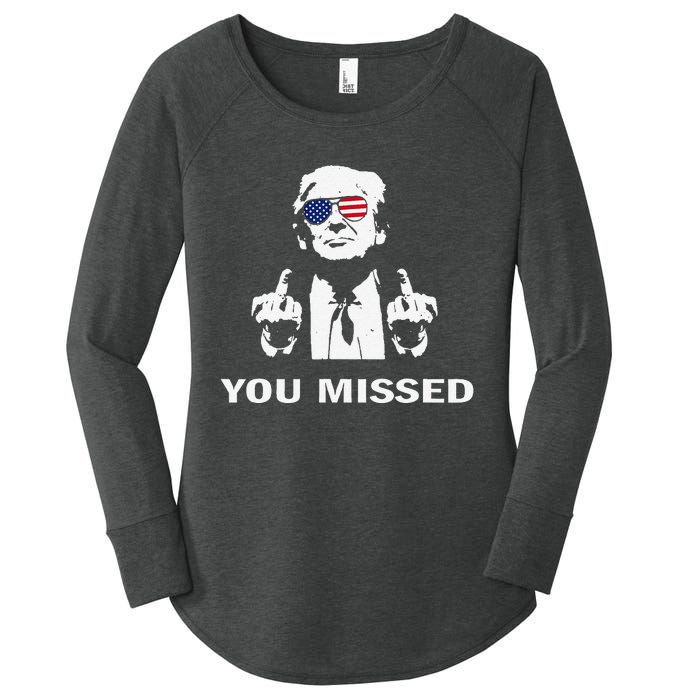 You Missed Shot Republican Pro Trump President 2024 Women's Perfect Tri Tunic Long Sleeve Shirt