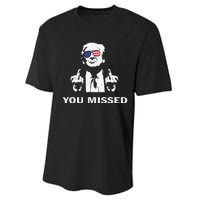 You Missed Shot Republican Pro Trump President 2024 Performance Sprint T-Shirt