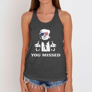 You Missed Shot Republican Pro Trump President 2024 Women's Knotted Racerback Tank