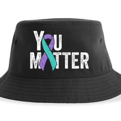 You Matter Suicide Prevention Teal Purple Awareness Ribbon Sustainable Bucket Hat