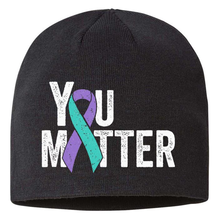 You Matter Suicide Prevention Teal Purple Awareness Ribbon Sustainable Beanie