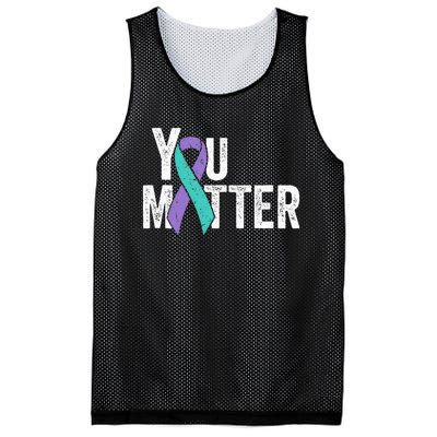 You Matter Suicide Prevention Teal Purple Awareness Ribbon Mesh Reversible Basketball Jersey Tank